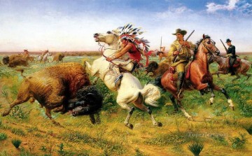 狩猟 Painting - ルイ・マウラー 王室の偉大なバッファロー狩り 1895